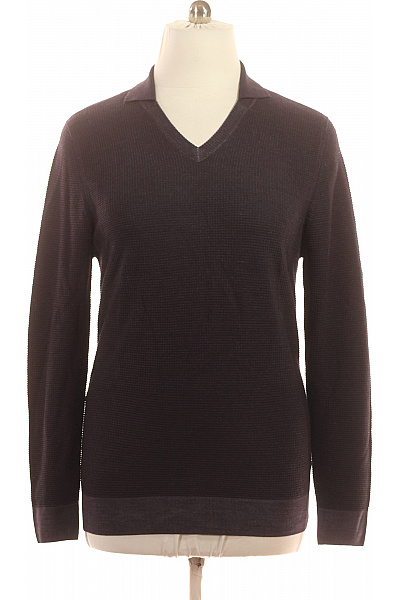 Lorenzoni Pánský tmavý pulovr s límečkem a výstřihem do V Vel. L | Lorenzoni | obrázek 2