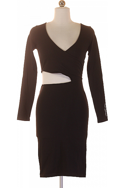 Calvin Klein Černé bavlněné upnuté šaty s dlouhým rukávem a výřezy Vel. s | Calvin Klein | obrázek 2