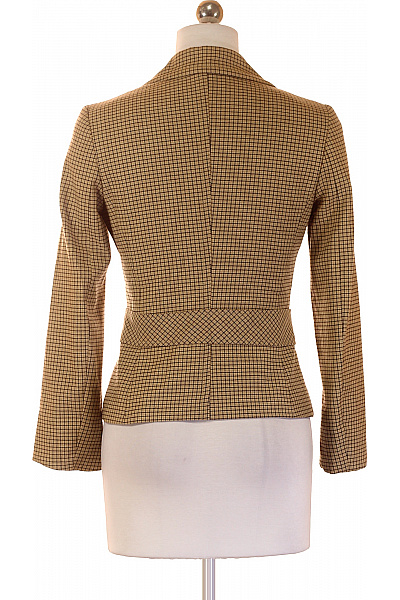 Dámský kostkovaný blejzr s páskem elegantní business vypasované béžové Vel. 38 | Unimoda | obrázek 3