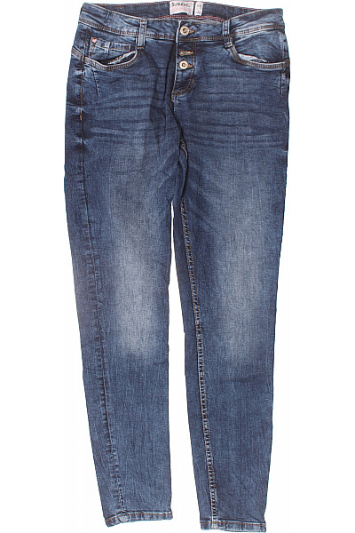 Sublevel Dámské Modré Strečové Skinny Džíny Seprané Na Knoflíky Vel. L
