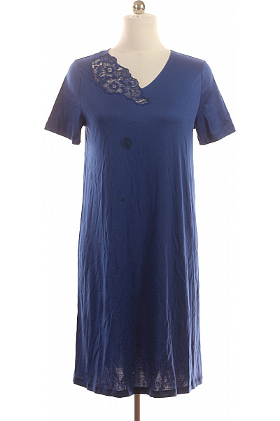 HANRO Dámské Bavlněné Modré Košilky Krajka V-výstřih Vel. M