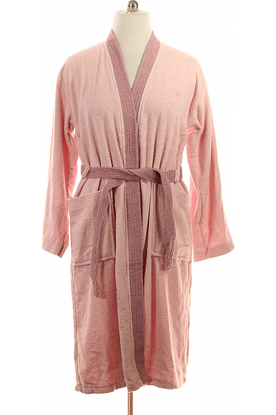 JETTE Dámský Froté župan S Páskem A Kapsami, Růžový, Dvoubarevný Velikost M