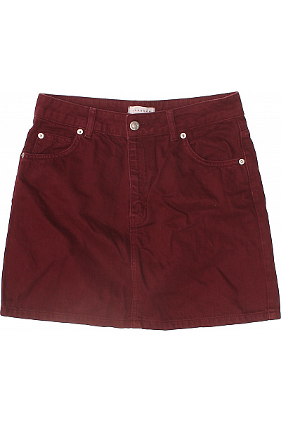 Topshop Bavlněná bordó mini sukně s kapsami áčková jednobarevná Vel. 38 | Topshop | obrázek 2