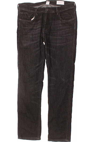 Pánské černé Tmavé Rovné Džíny Klasické Seprané Velikost W35