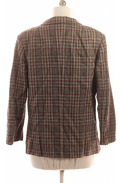 Teplé kostkované sako podzimní ležérní vzorované do pasu Vel. 40 | Unimoda | obrázek 3