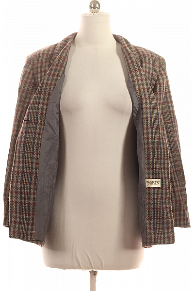 Teplé kostkované sako podzimní ležérní vzorované do pasu Vel. 40 | Unimoda | obrázek 4