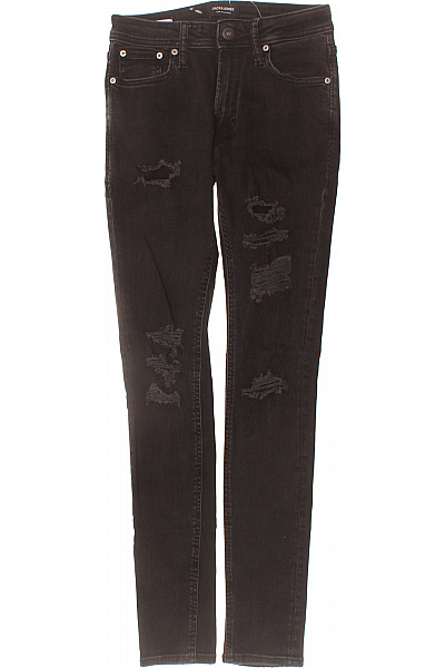 JACK & JONES Pánské černé Strečové Džíny Skinny Ripped Vel. 28/32