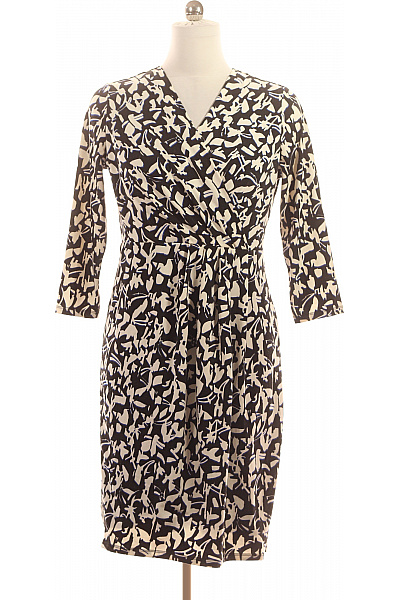COMMA Dámské Polyesterové Zavinovací šaty S 3/4 Rukávem A Abstraktním Vzorem Ke Kolenům Vel. 38