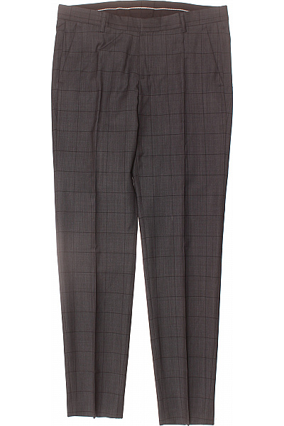 BENVENUTO Dámské Společenské Kostkované Kalhoty Tmavě šedé Rovné Velikost 48