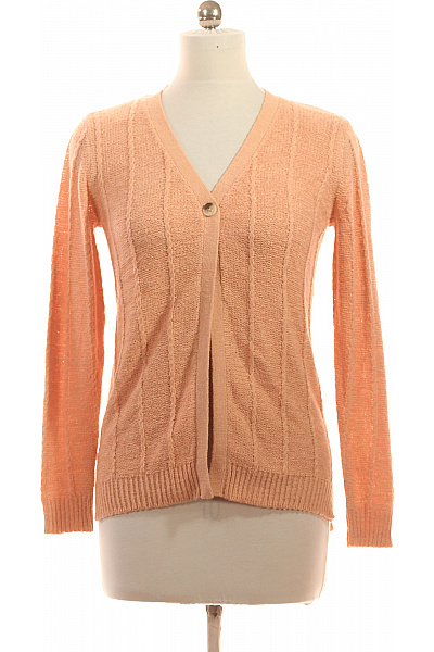 Amara Reya dámský propínací kardigan s výstřihem do V oranžový pletený lehký Velikost L | Amara Reya | obrázek 2