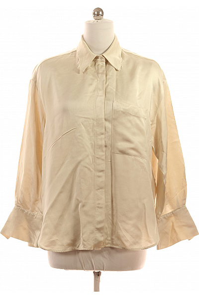 Marc O´Polo Dámská Viskózová Košile Elegantní Béžová Lesklá Volná S Dlouhým Rukávem Velikost 42