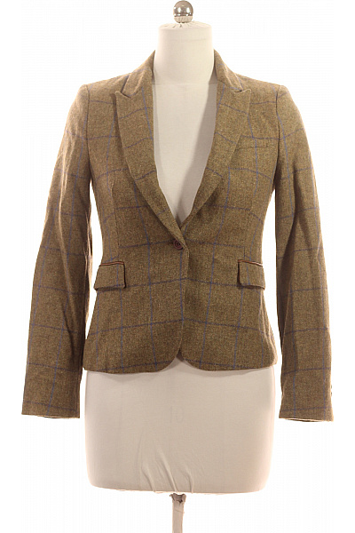 ZARA Vlněné hnědé sako kostkované podzimní vypasované ležérní Velikost M | ZARA | obrázek 2