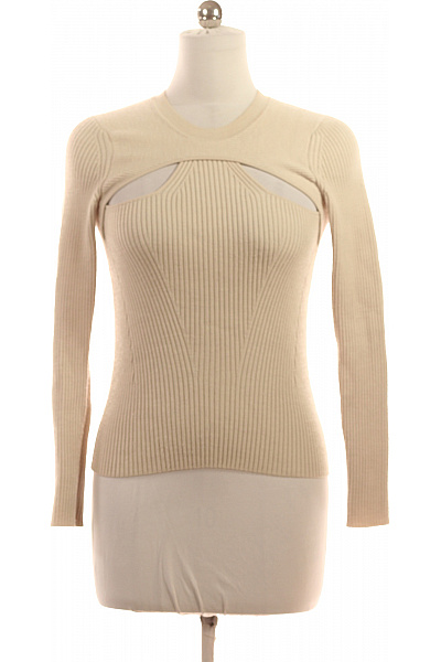 ISABEL MARANT Dámský Béžový žebrovaný Pulovr Merino S Výstřihem Vel. 38
