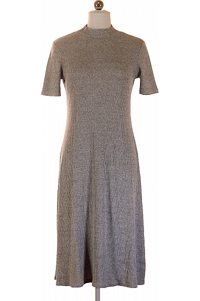 Gap Šedé žebrované midi šaty úpletové se stojáčkem krátký rukáv denní Velikost S | Gap | obrázek 2