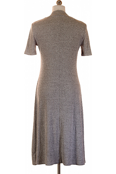 Gap Šedé žebrované midi šaty úpletové se stojáčkem krátký rukáv denní Velikost S | Gap | obrázek 3