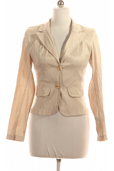 Bavlněné letní sako vypasované elegantní béžové s knoflíky Velikost 40 | Unimoda | obrázek 2