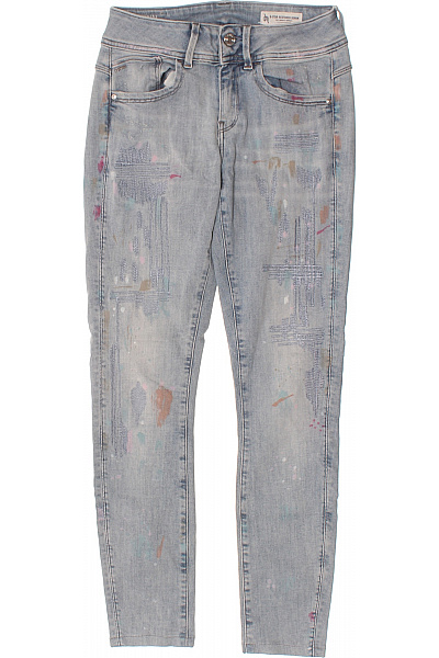 G-Star Dámské Modré Skinny Džíny Seprané S Barevnými Malbami Velikost 27/30