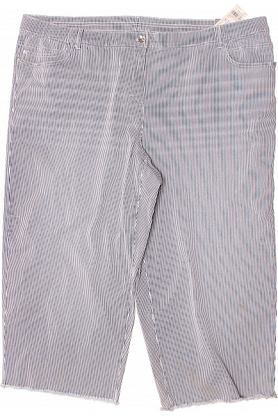 SAMOON Dámské 3/4 Kalhoty Pruhované Modrobílé Ležérní S Kapsami Vel. 54