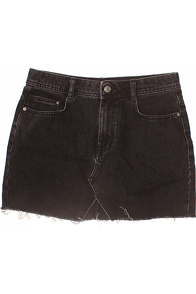ZARA Dámská bavlněná černá džínové mini sukně áčková krátká s třásněmi Velikost S | ZARA | obrázek 2