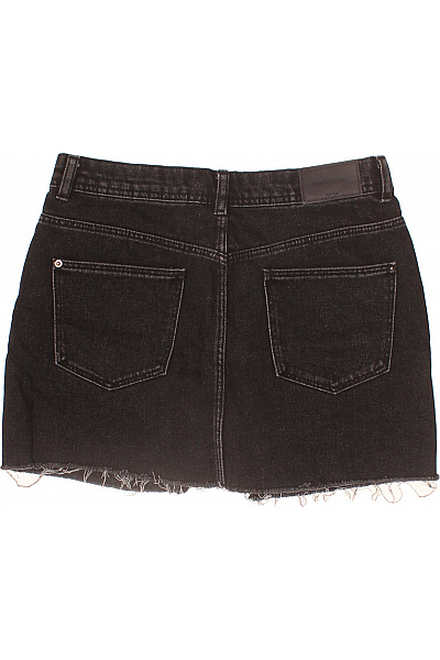 ZARA Dámská bavlněná černá džínové mini sukně áčková krátká s třásněmi Velikost S | ZARA | obrázek 3