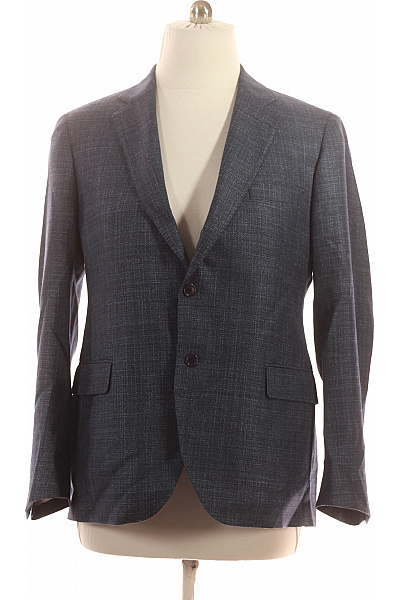 Pánské modré sako struktura jednořadé elegantní business volnočasové Velikost XXL | Unimoda | obrázek 2