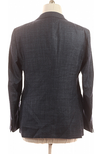 Pánské modré sako struktura jednořadé elegantní business volnočasové Velikost XXL | Unimoda | obrázek 3