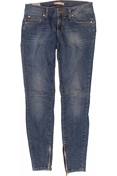 LIU JO Dámské Bavlněné Modré Strečové Džíny Skinny Se Zipy Velikost 28