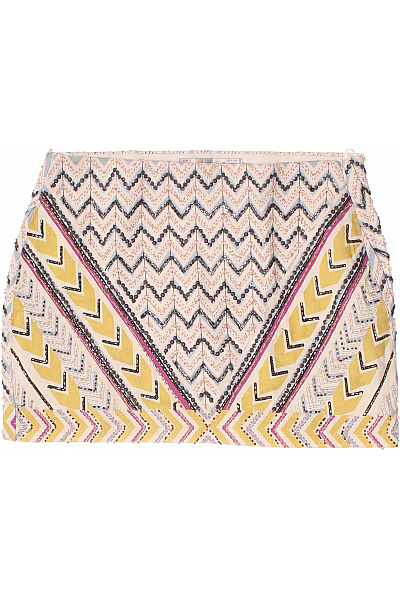 ZARA Bavlněná Vzorovaná Krátká áčková Sukně žlutá Růžová Velikost S