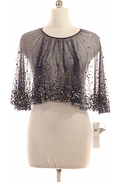 AIDAN MATTOX Tmavě modré síťované bolerko s flitry elegantní krátký rukáv Vel. 6 | AIDAN MATTOX | obrázek 2