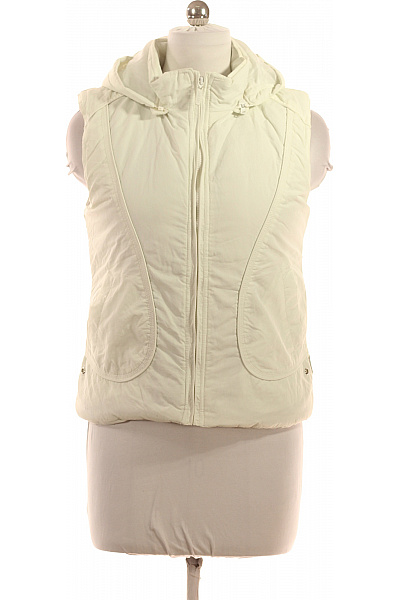 DIESEL Dámská Nylonová Prošívaná Zateplená Vesta S Kapucí Krémová Velikost L