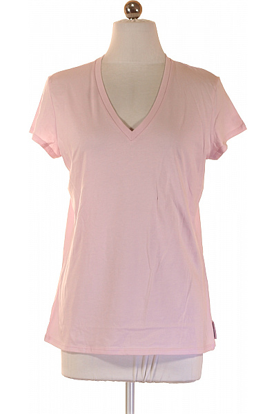 ARMANI Dámské Tričko Růžové Krátký Rukáv Basic Bavlna Velikost L