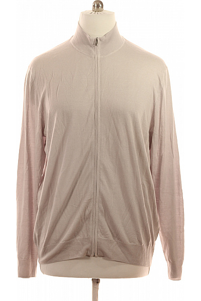 HACKETT Pánská Merino Mikina Světle Růžová Na Zip Lehká Jednobarevná Elegantní Velikost XXXL