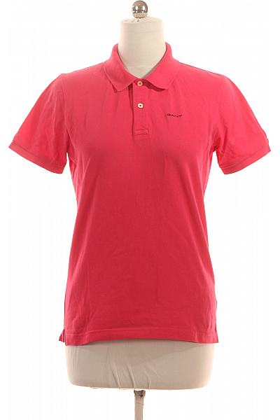 GANT Dámské Bavlněné Polo Tričko S Krátkým Rukávem A Límečkem Růžové Velikost M