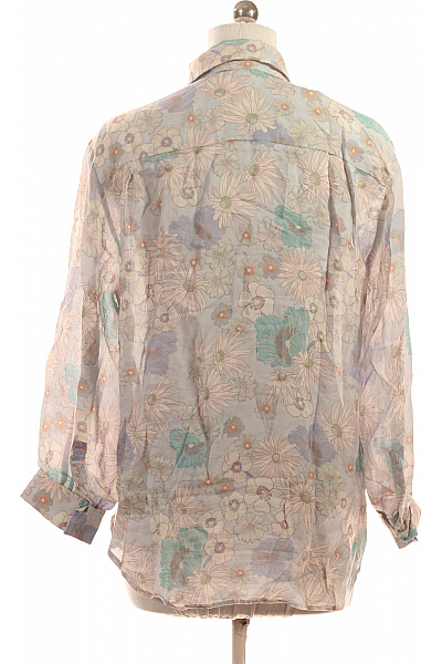 sandro Dámská květinová košile světle modrá průhledná retro volná Velikost XL | sandro | obrázek 3