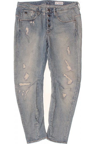 G-Star Dámské Modré Rifle Seprané S Dírami Boyfriend Střih Na Knoflíky Vel. 27