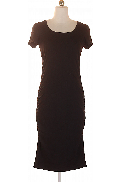 Lascana Černé Těhotenské úpletové šaty Midi Upnuté Jednoduché Denní Vel. 36