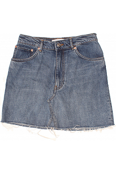 ZARA Dámská Džínová Sukně Modrá S Kapsami Vintage Krátká Velikost XS