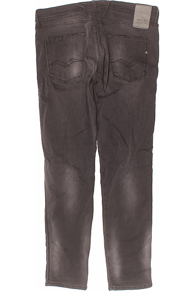 REPLAY Anbass Pánské Rovné Džíny Tmavě Šedé Seprané Klasické S Kapsami Vel. 34 | REPLAY | obrázek 2
