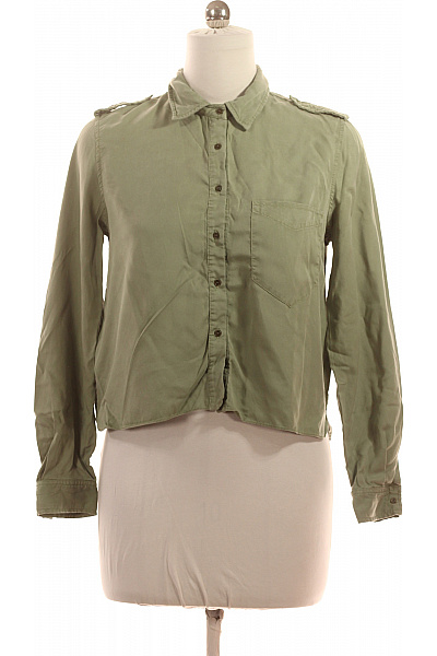 ZARA Zelená dámská košile s dlouhým rukávem a nárameníky ležérní crop Velikost m | ZARA | obrázek 2