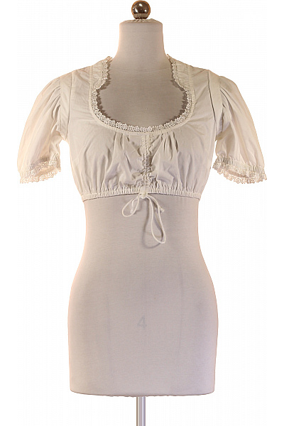 Dámské bílé tričko s krátkým rukávem a výšivkou Velikost 36 | Unimoda | obrázek 2