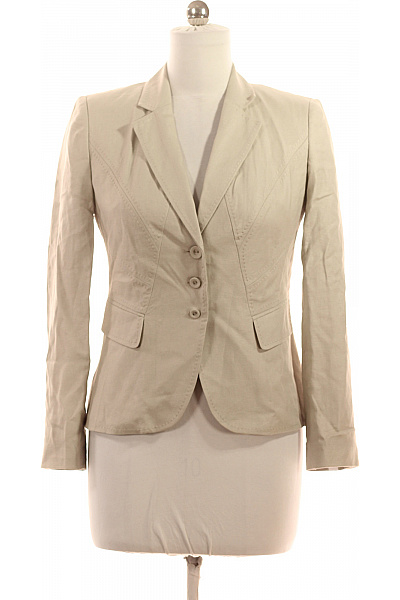 Marks & Spencer Dámský Lněný Blejzr Béžový Vypasované Elegantní Business Jarní Letní Vel. 10