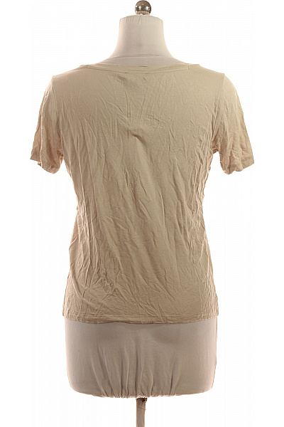 LAWRENCE GREY Dámské viskózové béžové jednoduché tričko V-výstřih krátký rukáv basic Vel. M | LAWRENCE GREY | obrázek 2