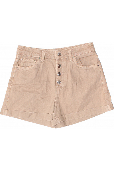 MANGO Dámské bavlněné béžové kraťasy s vysokým pasem knoflíky letní Velikost 36 | MANGO | obrázek 2