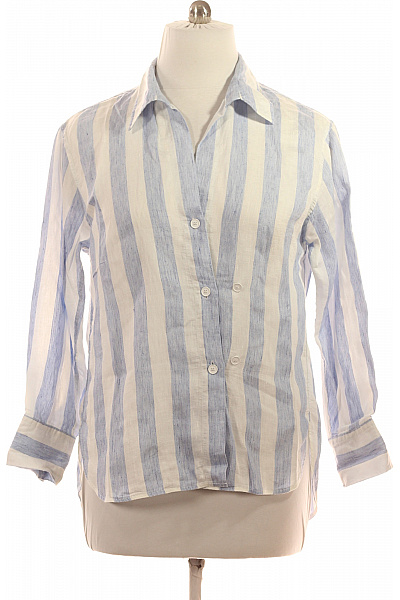 sandro Dámská lněná pruhovaná košile modrobílá ležérní letní Velikost 2 | sandro | obrázek 2