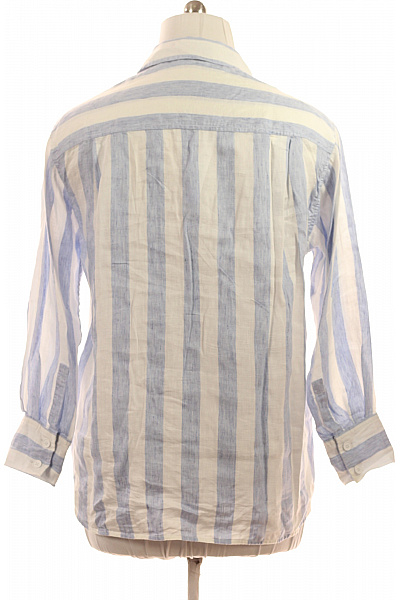 sandro Dámská lněná pruhovaná košile modrobílá ležérní letní Velikost 2 | sandro | obrázek 3