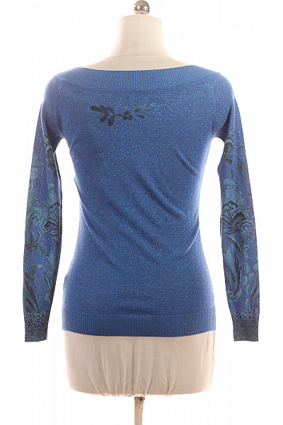 DESIGUAL modrý vzorovaný pulovr s flitry a třpytivý Vel. M | DESIGUAL | obrázek 2