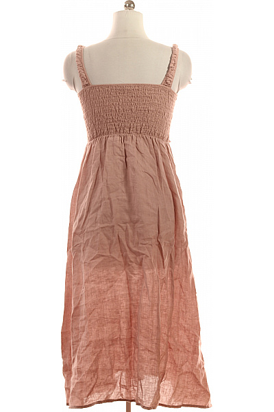 LAWRENCE GREY Růžové lněné šaty na ramínka midi letní volnočasové Velikost m | LAWRENCE GREY | obrázek 2