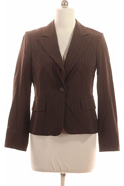 GIL BRET Hnědý dámský blejzr vypasované pruhované business jednořadé s jedním knoflíkem Vel. 38 | GIL BRET | obrázek 2