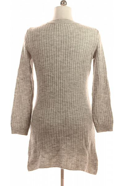 Dámské pletené šaty tunikové šedé s copánkovým vzorem úpletové Vel. M | Unimoda | obrázek 3