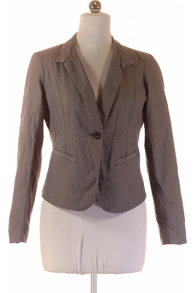 NOA NOA Vypasované hnědé pruhované sako elegantní business jednořadé s jedním knoflíkem Velikost L | NOA NOA | obrázek 2